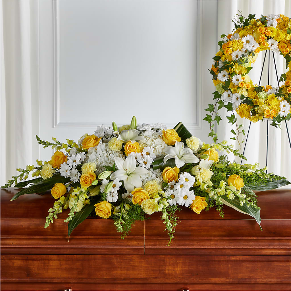 Golden Harmony Casket Spray – Imperial Flower Shop Ltd, Brampton ON