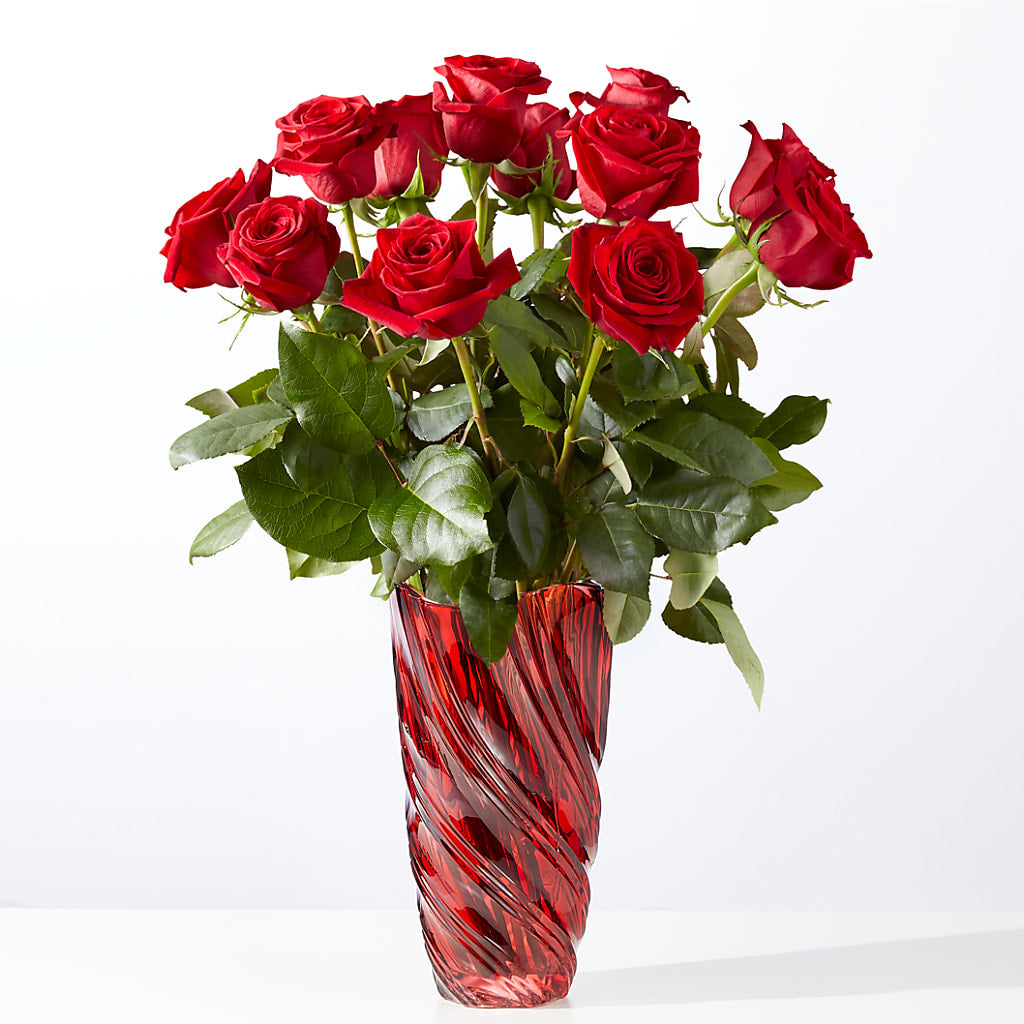 Classic Love Red Rose Bouquet with Luxe Swirl Vase – Imperial Flower Shop Ltd, Brampton ON