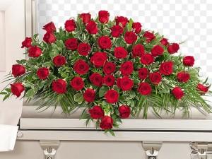 Bouquet de roses rouges pour cercueil