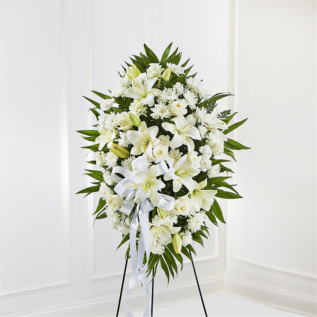 Bouquet de fleurs exquis hommage - Ruban blanc